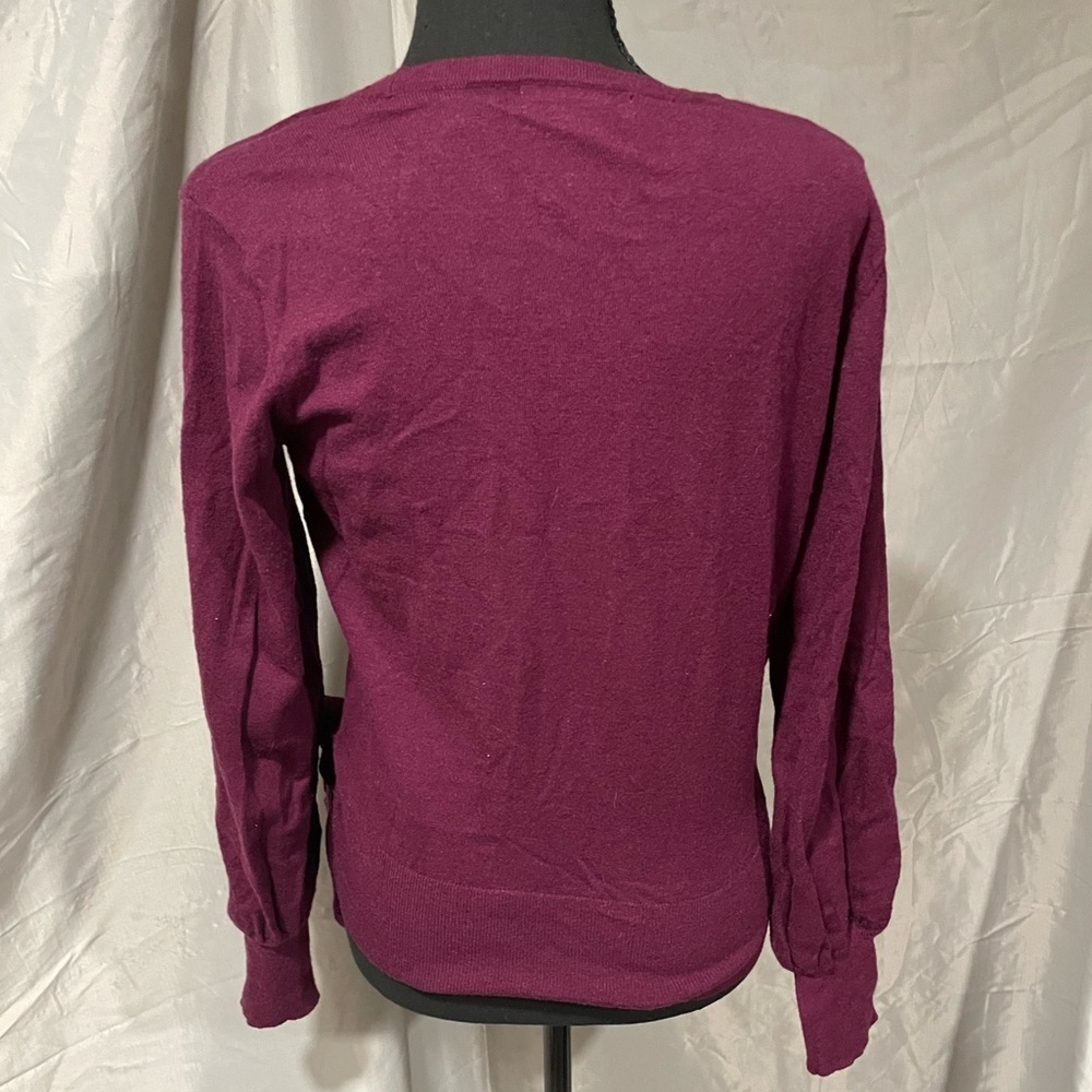 Ryegrass Elegant V-Neck Wrap Sweater - Deep Purple - Picture 7 of 9